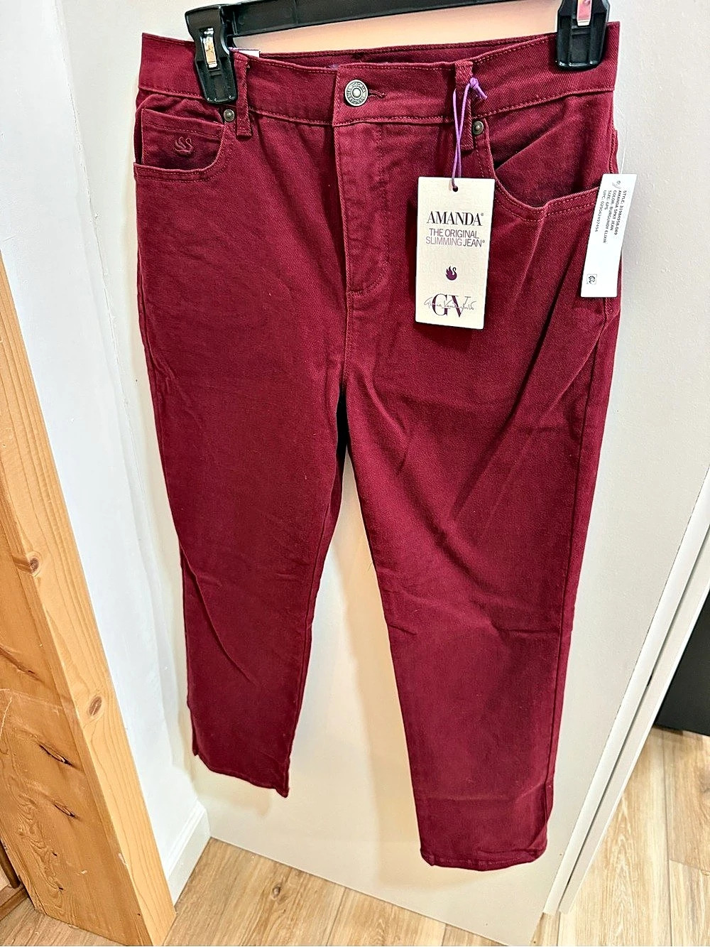 Gloria Vanderbilt Amanda Original Slimming Jean Skinny Jeans Burgundy Size 6P